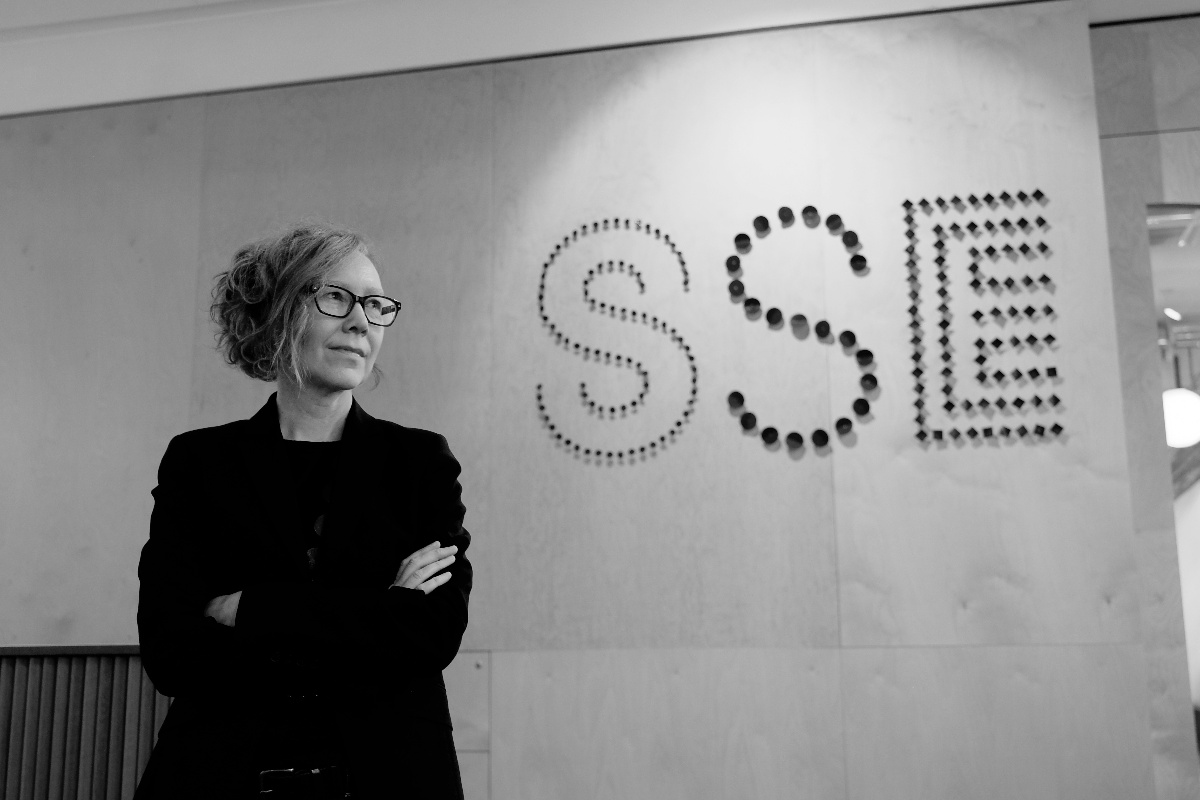 Black and white image of Dr Sarah Jones, CEO of SSE